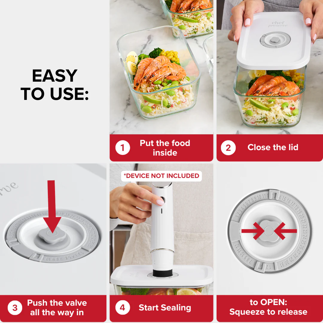 Chef Preserve Meal Prep Glass Vacuum Containers - Image 11